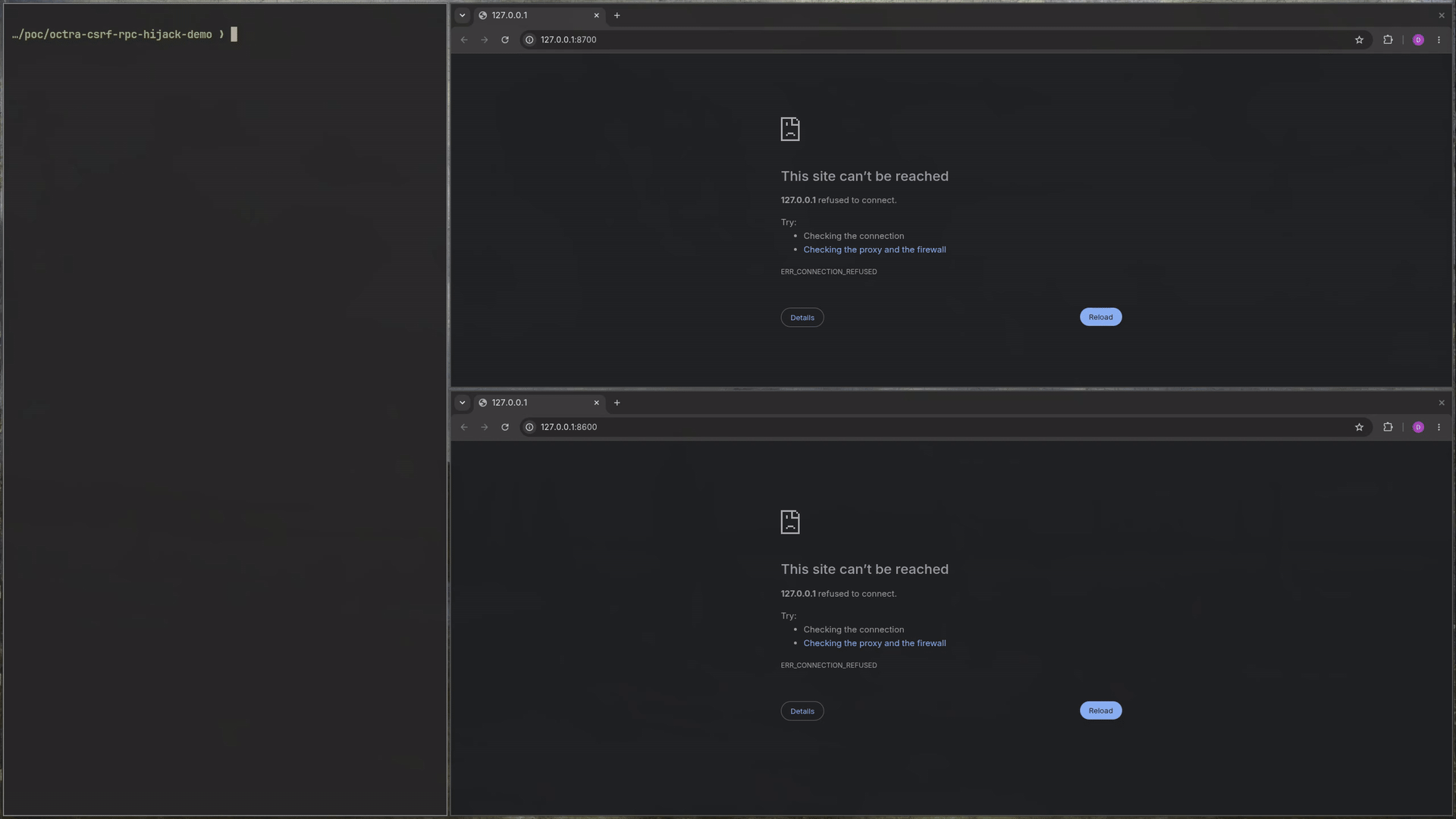 Cross-origin page hijacks the wallet RPC and drains it via /api/send